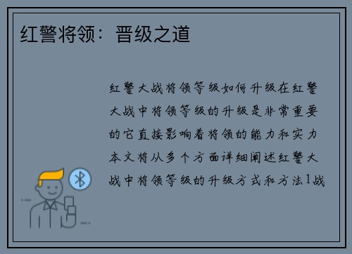 红警将领：晋级之道